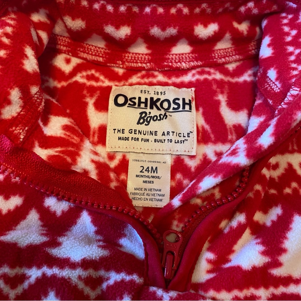 OshKosh B'gosh Quarter Zip Holiday Fleece size 24m - Picture 2 of 3
